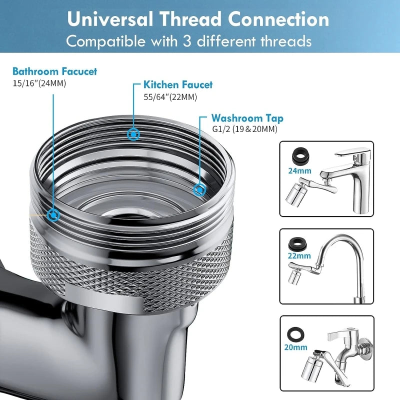 Extensor de torneira universal com braço robótico abs, extensor monomodo, giratório para pia do banheiro, rotação 1080 °
